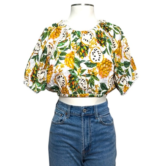 Farm Rio Biriba Off White Cropped Top Size XS